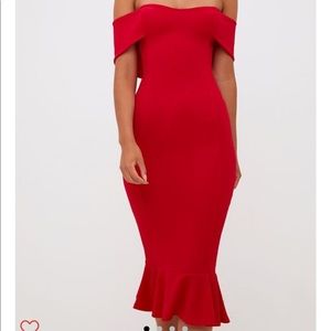 Red Bardow Frill Hem Dress (Pretty Little Thing)